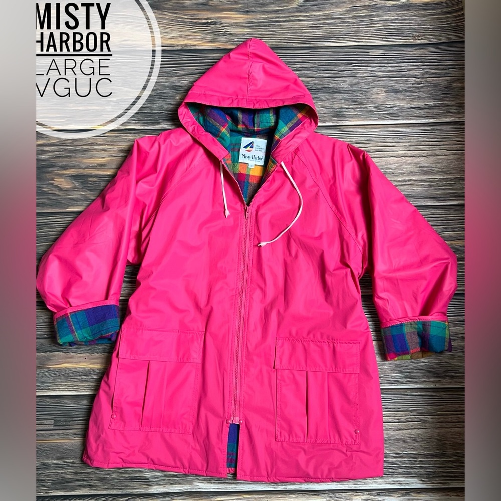 Misty Harbor bubblegum pink plaid lined raincoat